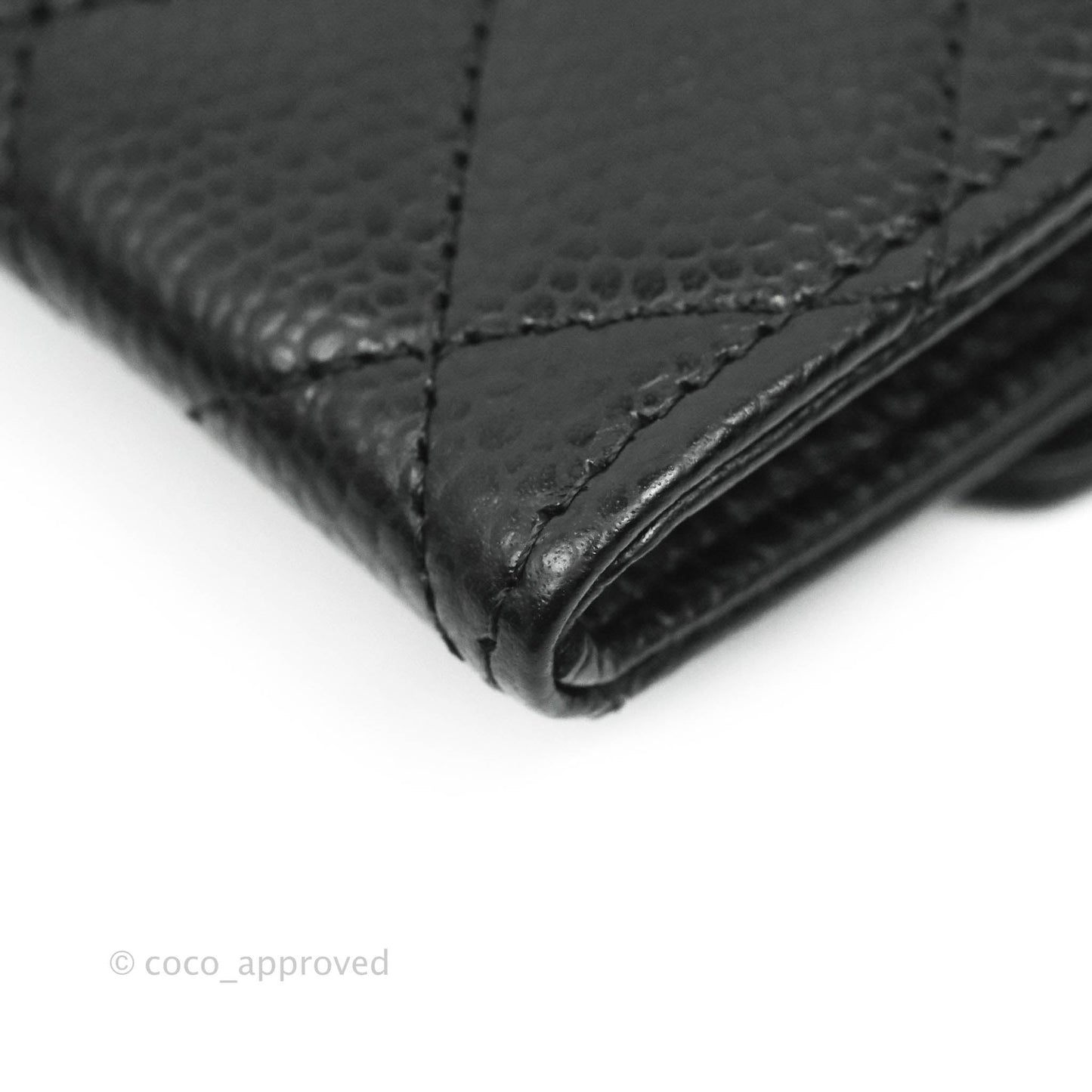 Chanel Quilted Flap Card Holder Black Caviar Gold Hardware