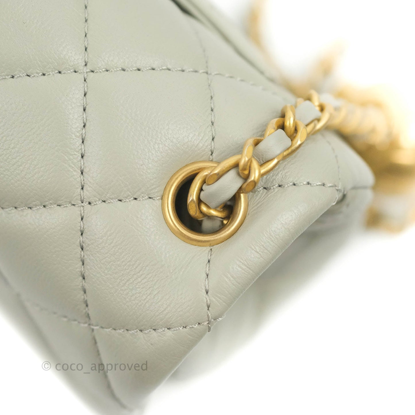Chanel Mini Rectangular Pearl Crush Quilted Grey Lambskin Aged Gold Hardware 22C