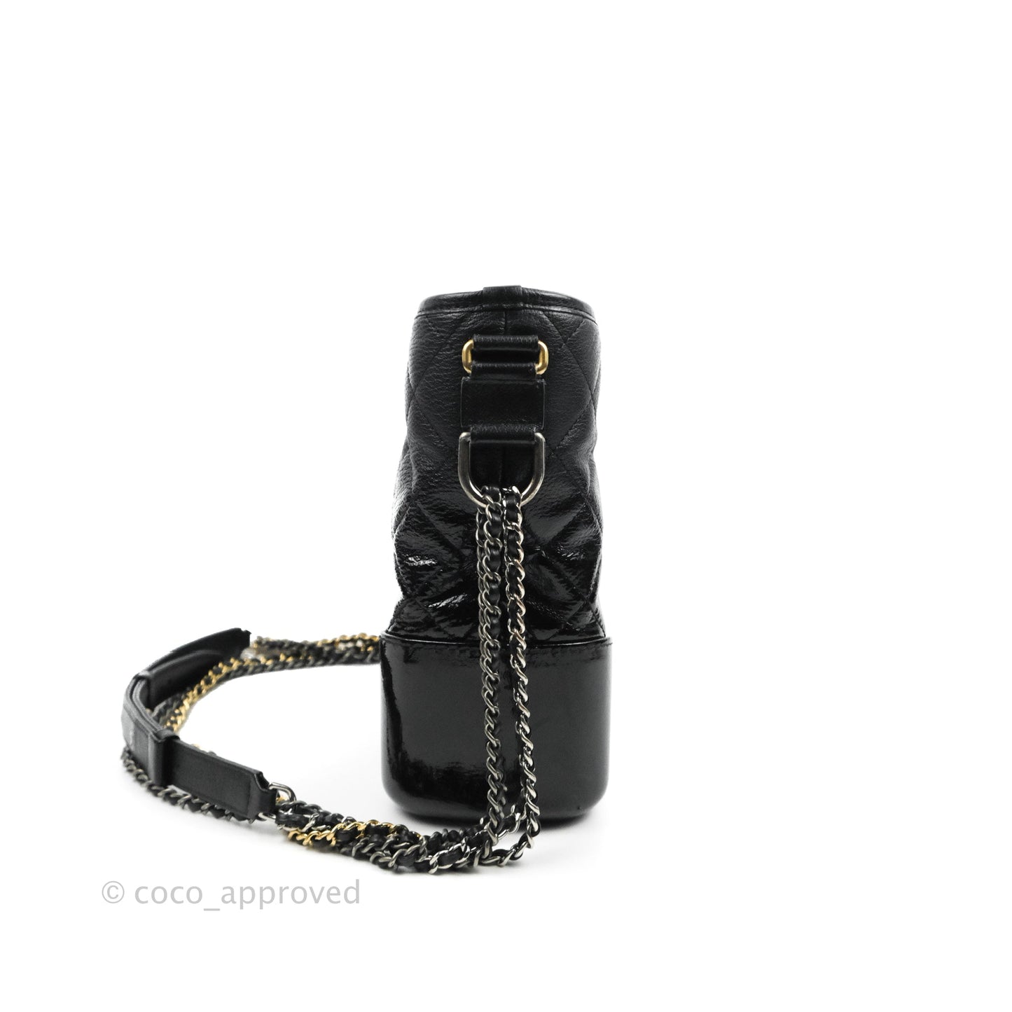 Chanel Large Gabrielle Hobo Black Patent Goatskin Mixed Hardware 18S