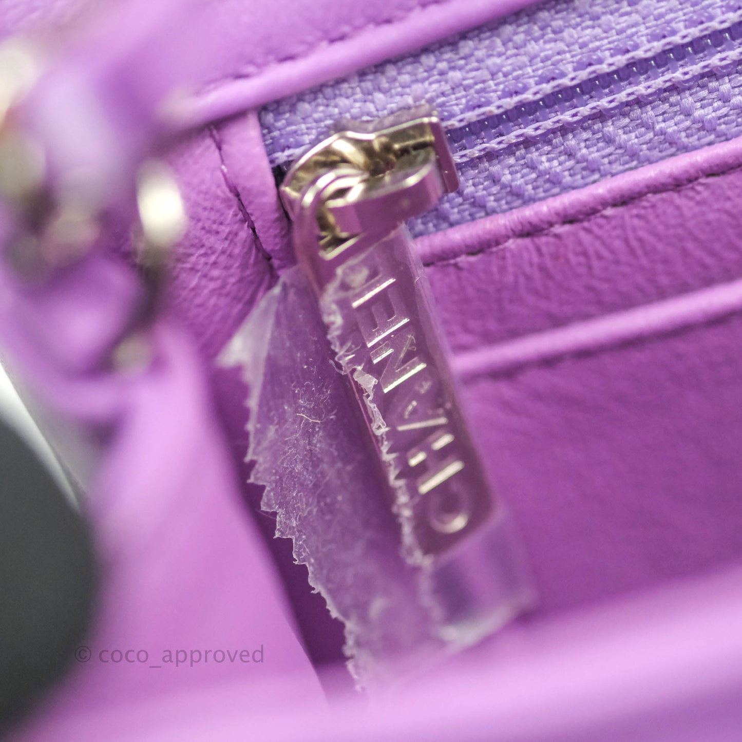 Chanel Quilted Mini Rectangular Flap Purple Lambskin Silver Hardware