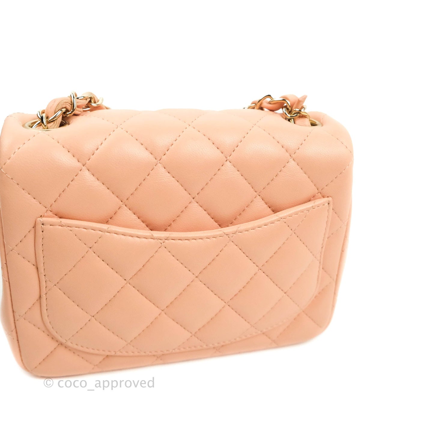 Chanel Quilted Mini Square Lambskin Light Beige Pink Gold Hardware