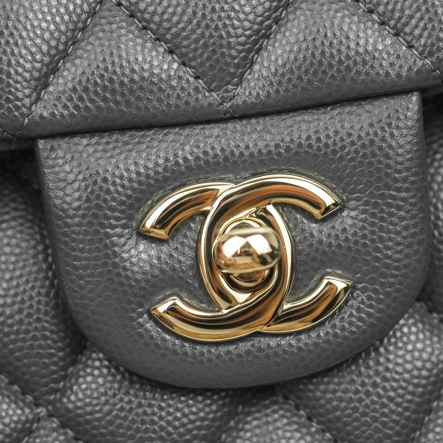 Chanel Classic Small S/M Flap Dark Grey Caviar Gold Hardware 21B