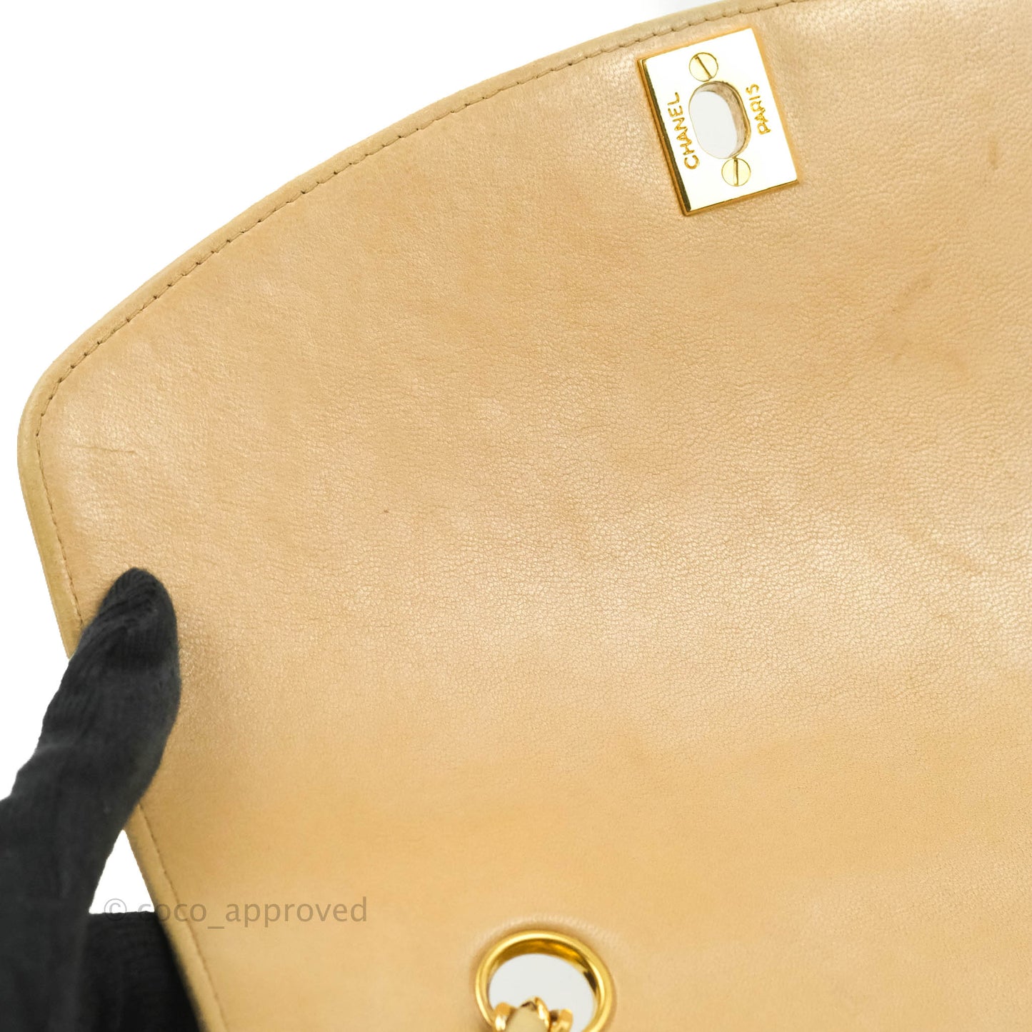 Chanel Vintage Small Quilted Classic Diana Flap Bag Beige Lambskin 24K Gold Hardware