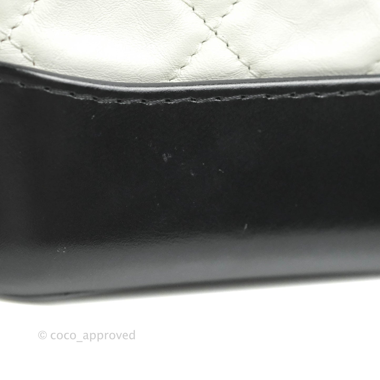 Chanel Quilted Small Gabrielle Hobo White Black Calfskin Mixed Hardware
