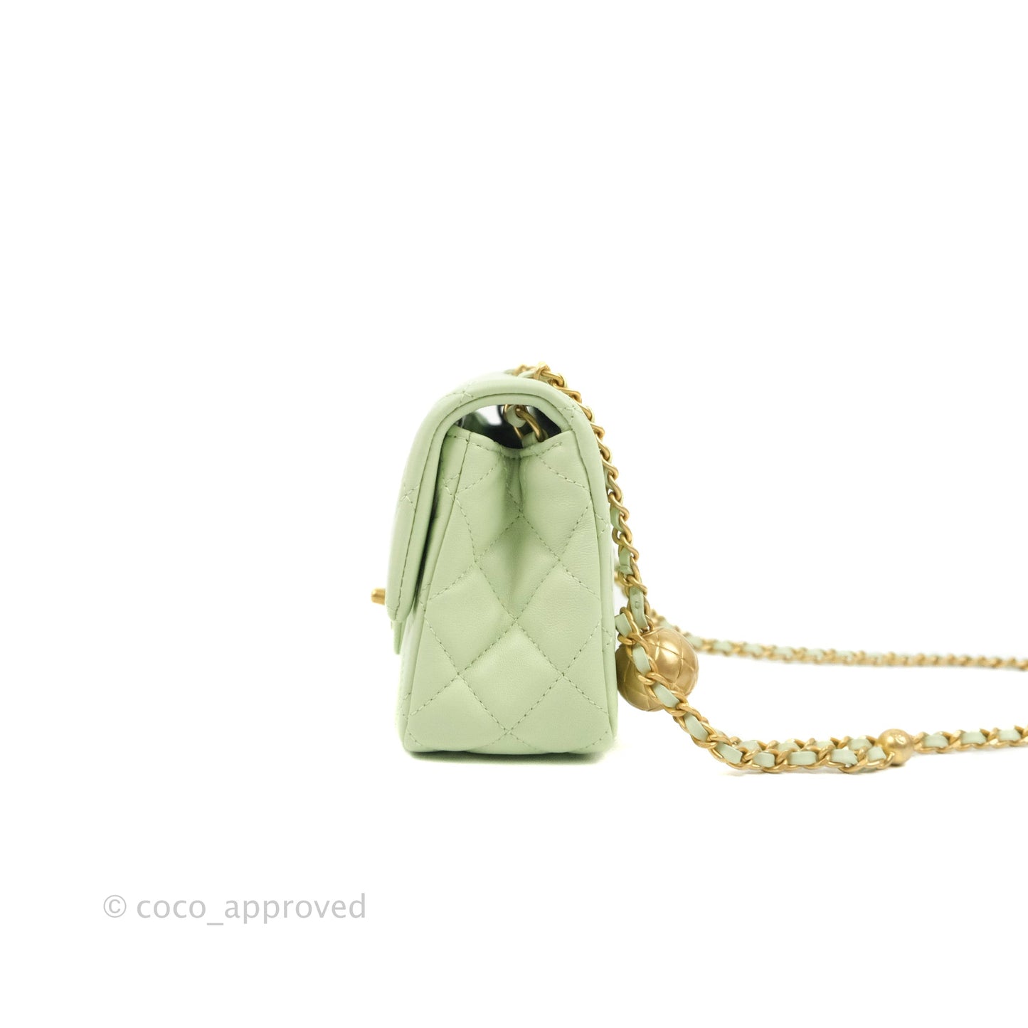 Chanel Quilted Mini Rectangular Pearl Crush Avocado Green Lambskin Aged Gold Hardware 22C