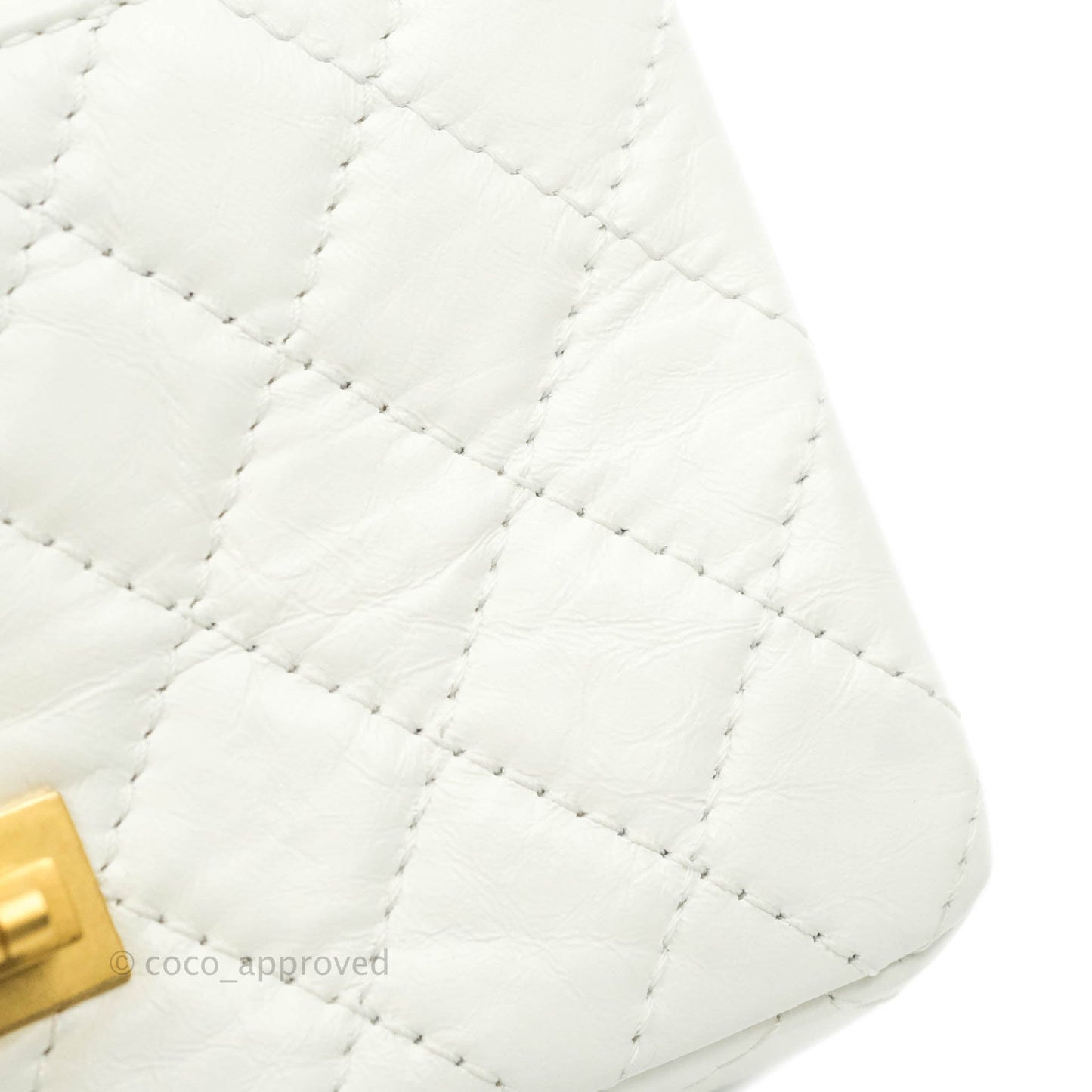 Chanel Mini Reissue 224 White Aged Calfskin Aged Gold Hardware