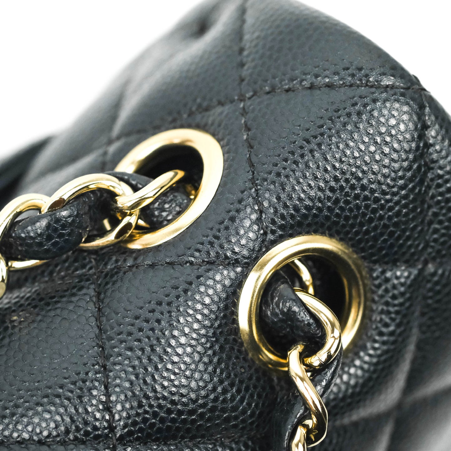 Chanel Small Classic Quilted Flap Very Dark Navy Caviar Gold Hardware