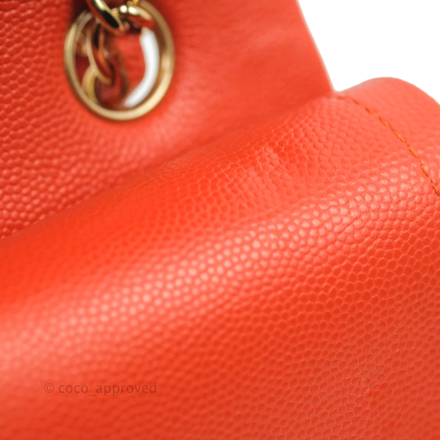 Chanel S/M Small Classic Quilted Flap Orange Caviar Gold Hardware 17B