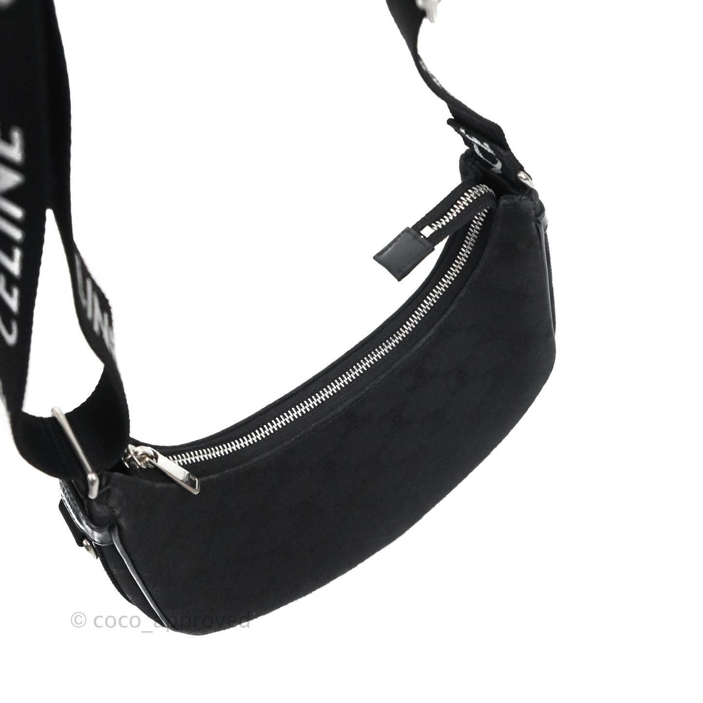 Celine Medium Ava Bag with Celine Strap Black Triomphe Jacquard Calfskin