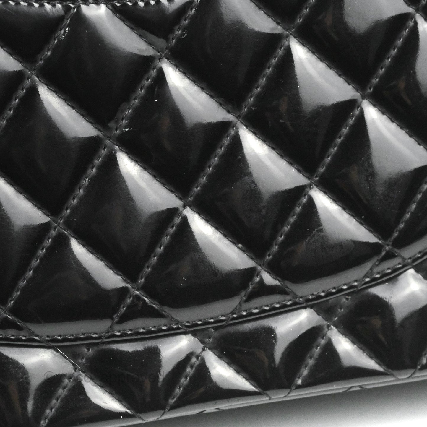 Chanel Classic M/L Medium Flap Quilted Black Patent Silver Hardware