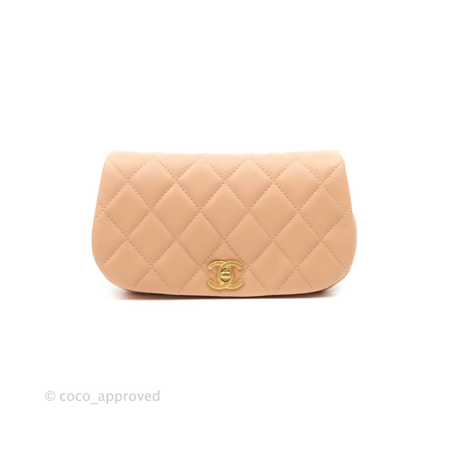 Chanel Clutch with Chain Beige Calfskin Aged Gold Hardware 21B