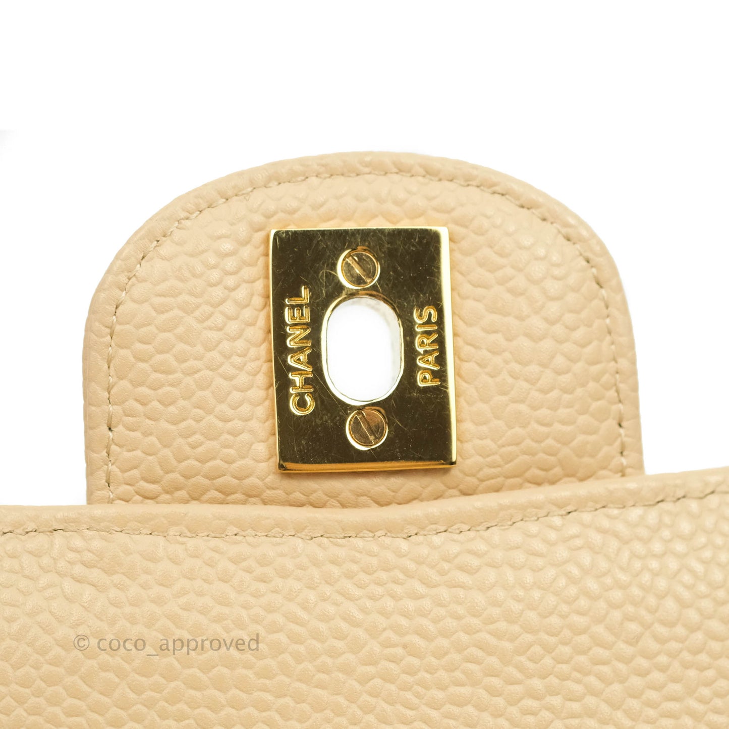Chanel Classic M/L Medium Double Flap Beige Caviar Gold Hardware