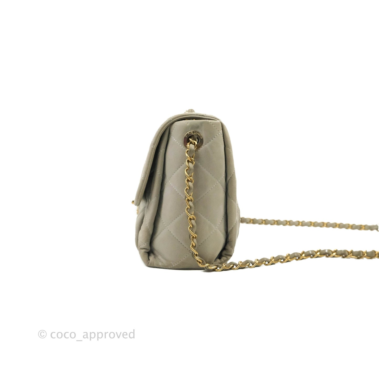 Chanel Iridescent Calfskin Quilted Chic Quilt Flap Grey Gold Hardware