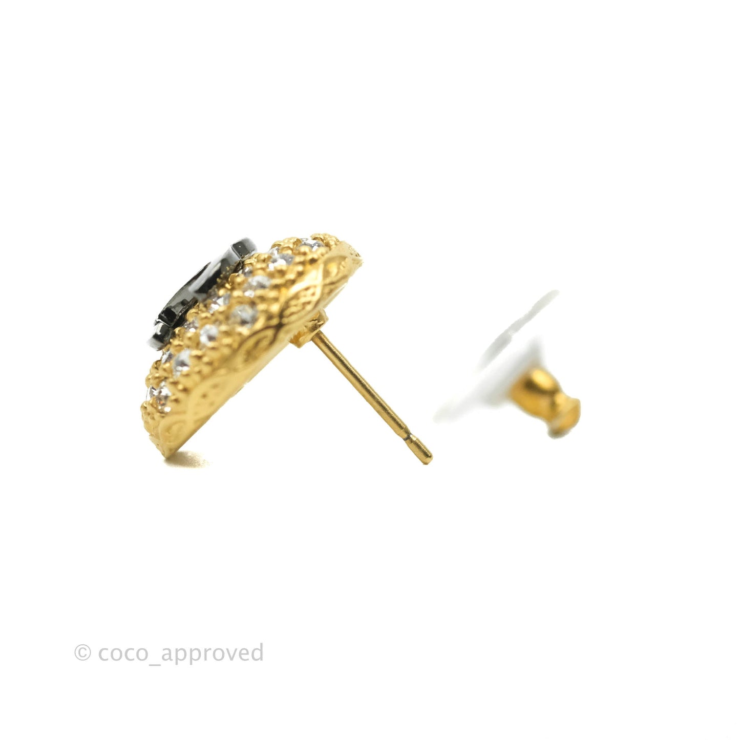 Chanel CC Button Gold Stud Earrings 20A