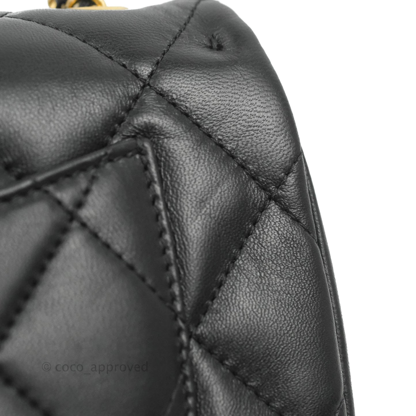 Chanel Mini Flap Bag With Heart CC Charm Black Lambskin Aged Gold Hardware