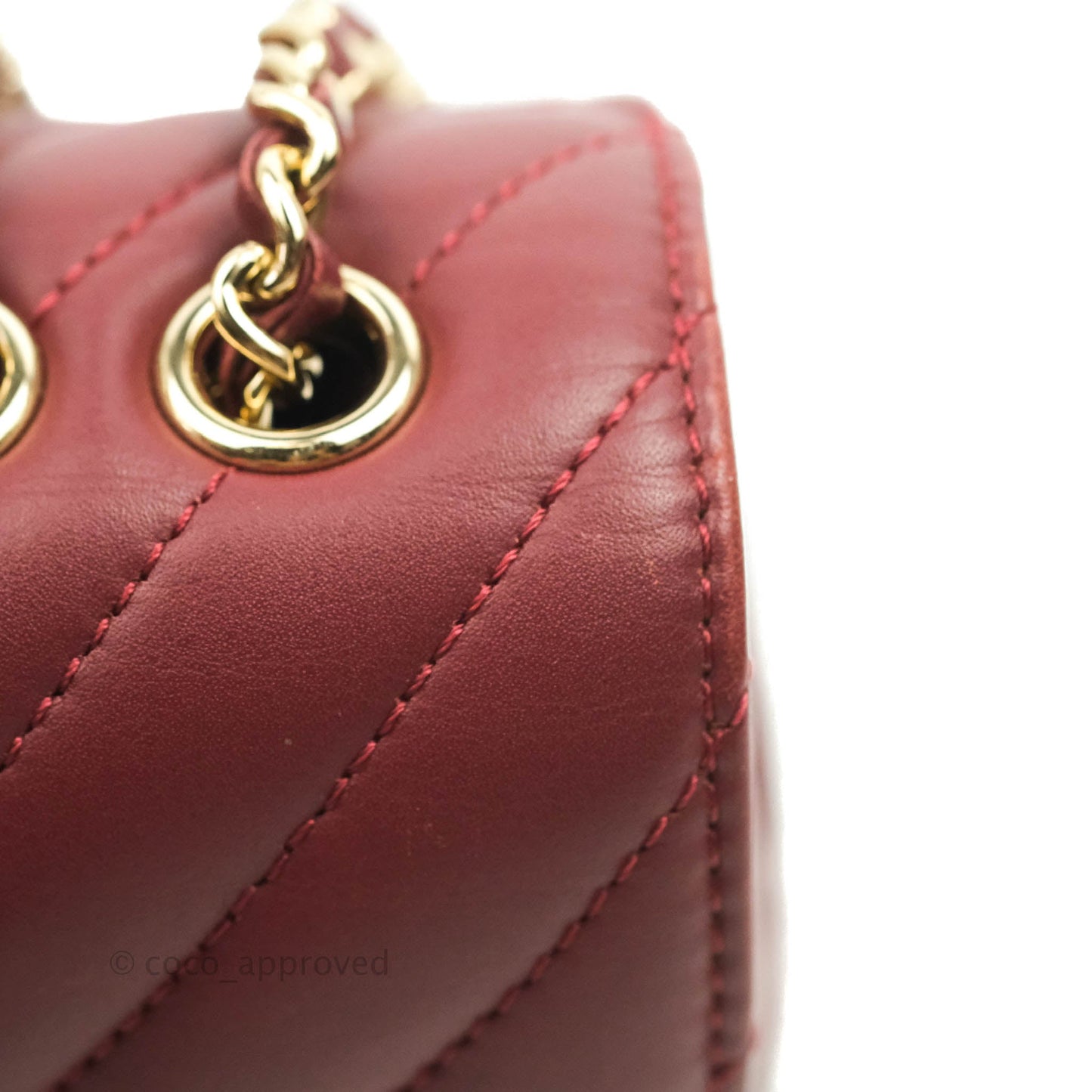 Chanel Small Statement Chevron Flap Bag Burgundy Lambskin Gold Hardware