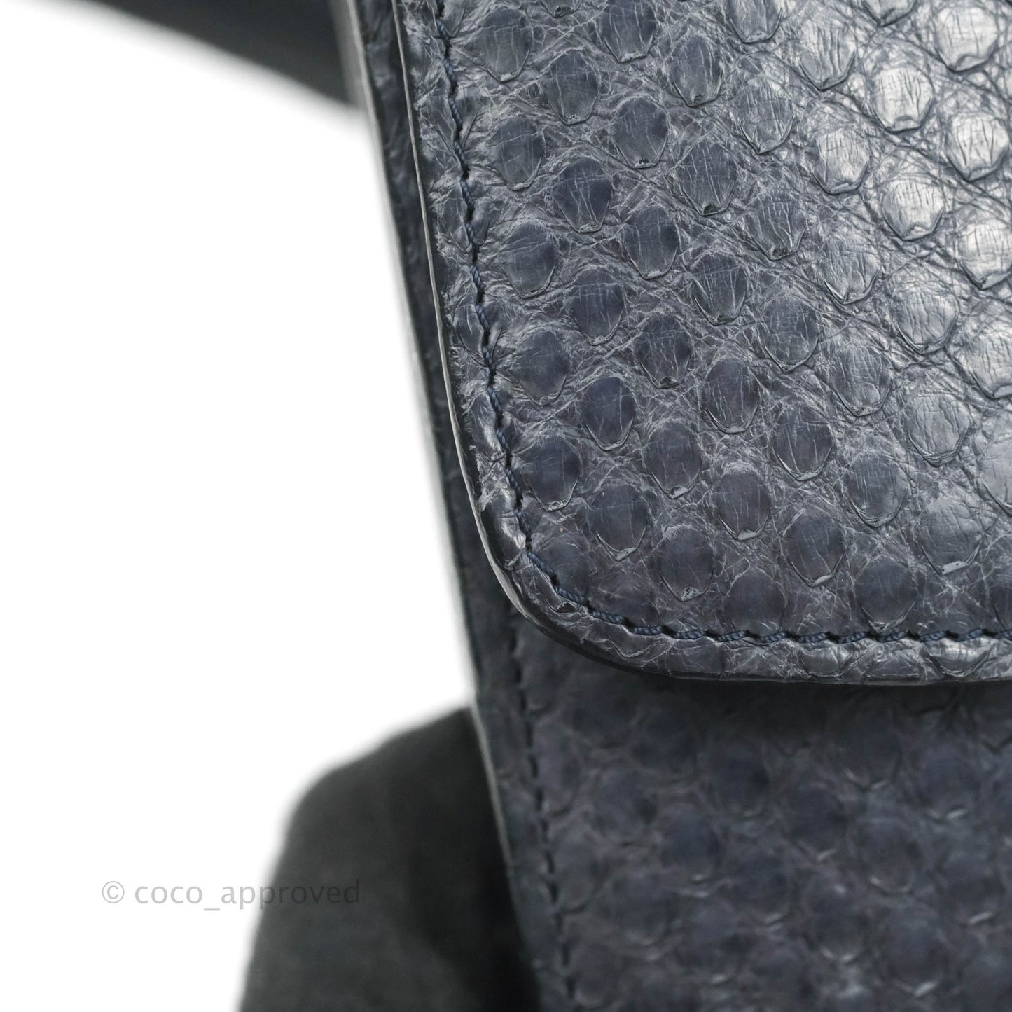 Celine Medium Classic Box Flap Grey Blue Python Gold Hardware