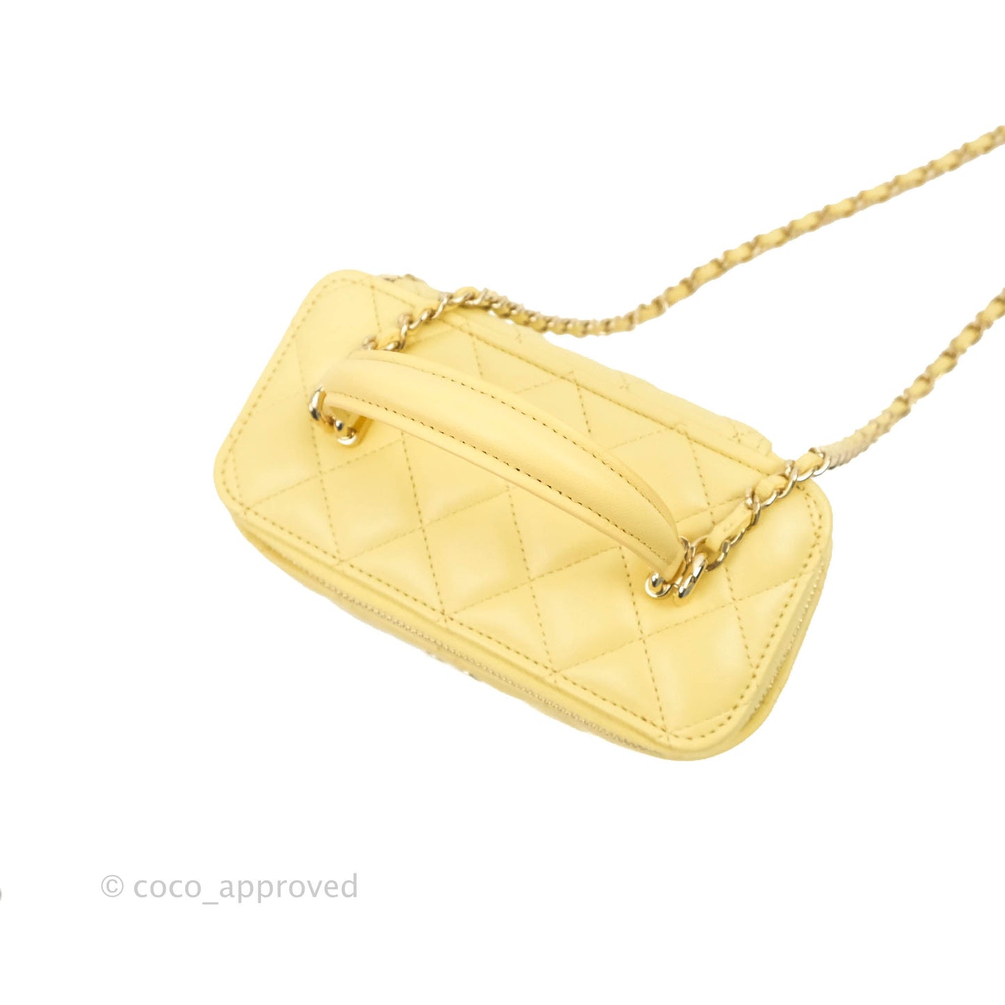 Chanel Vanity Rectangular Top Handle Yellow Lambskin Gold Hardware