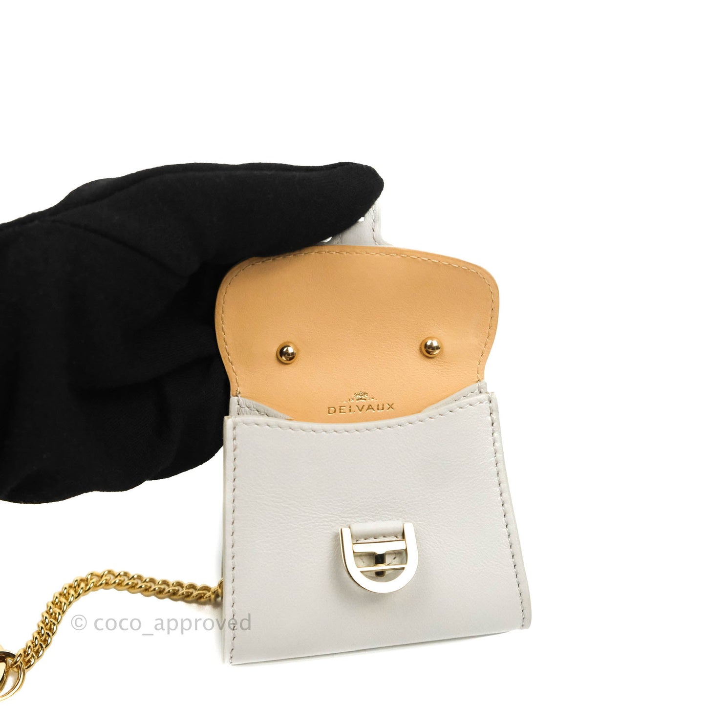 Delvaux Mini Brillant Bag Charm Light Grey Calfskin