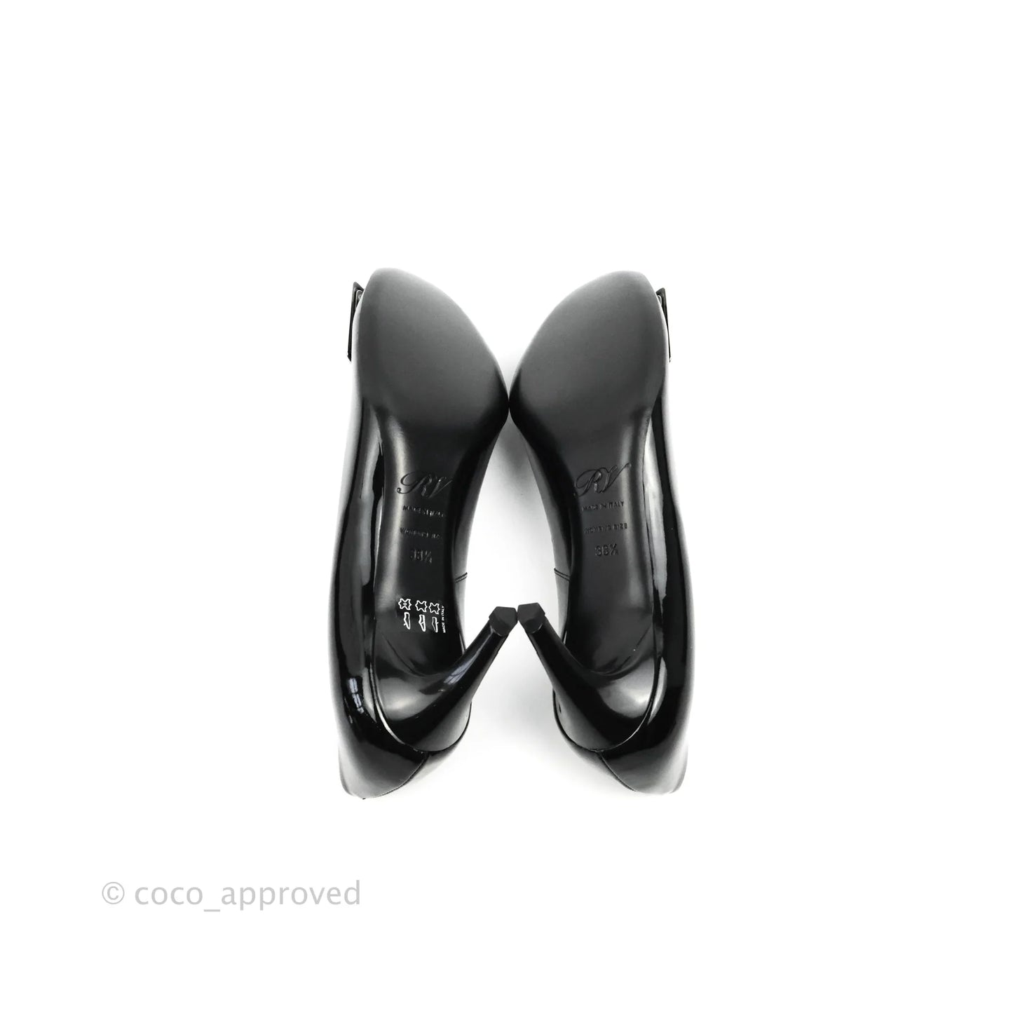 Roger Vivier Trompette Pumps Black Patent Silver Hardware Size 38.5