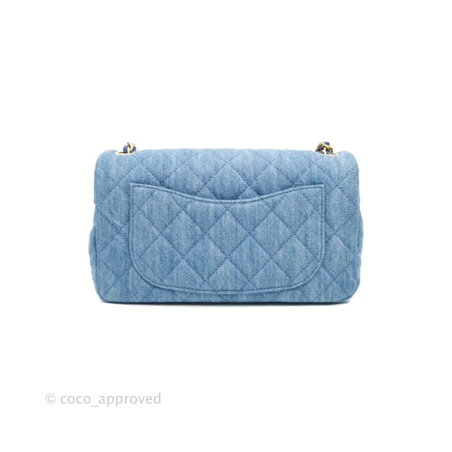 Chanel Mini Rectangular Pearl Crush Quilted Denim Aged Gold Hardware 22C