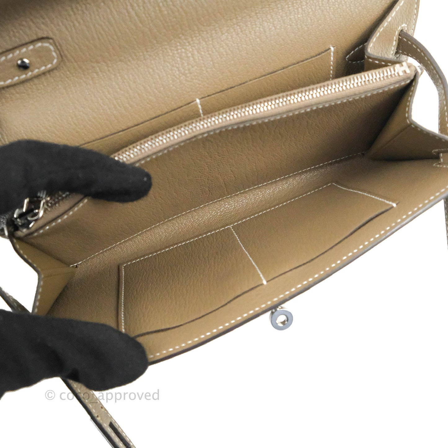 Hermès Kelly To Go Wallet Etoupe Chevre Mysore Palladium Hardware