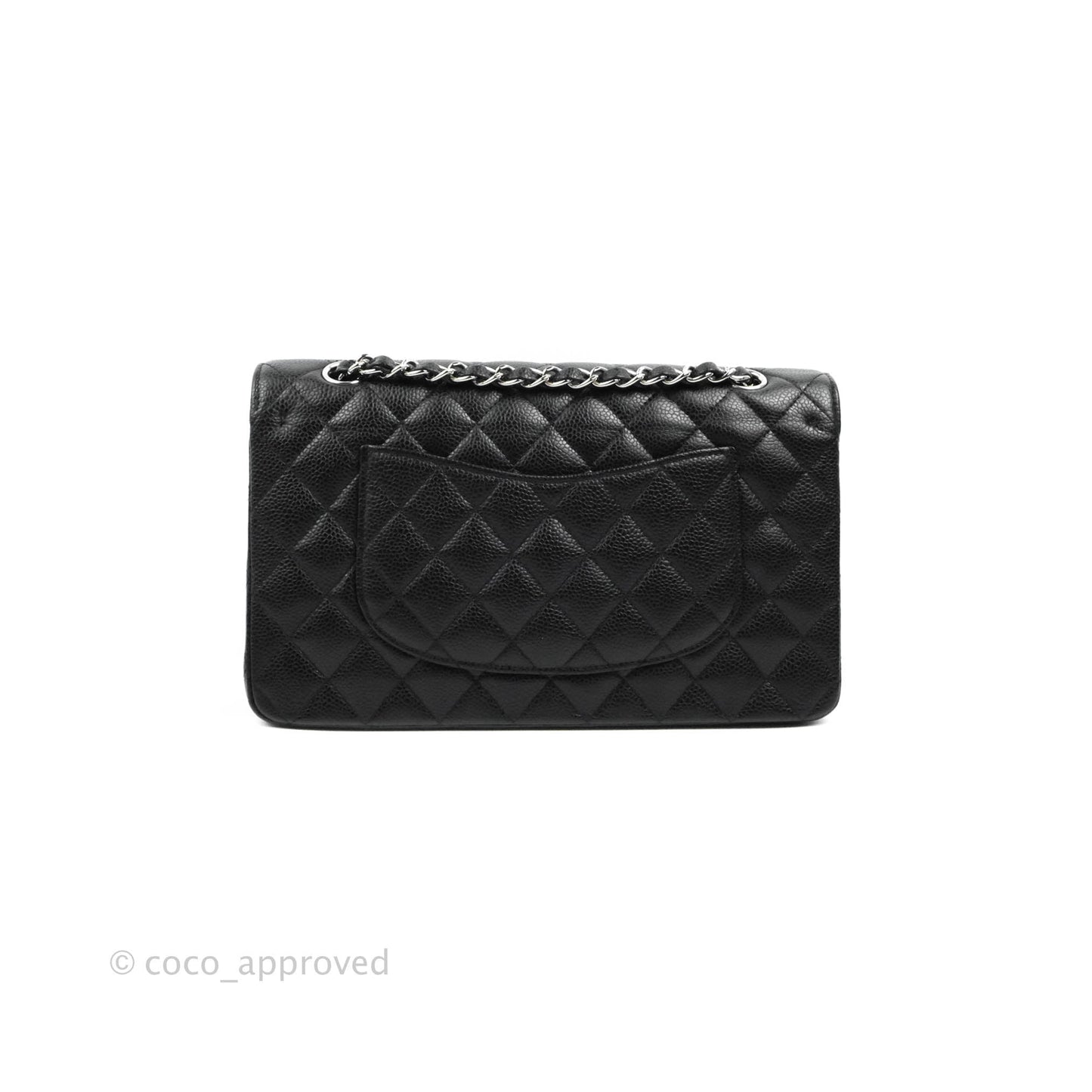Chanel Quilted Classic M/L Medium Flap Black Caviar Silver Hardware
