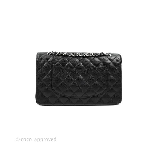 Chanel Quilted Classic M/L Medium Flap Black Caviar Silver Hardware