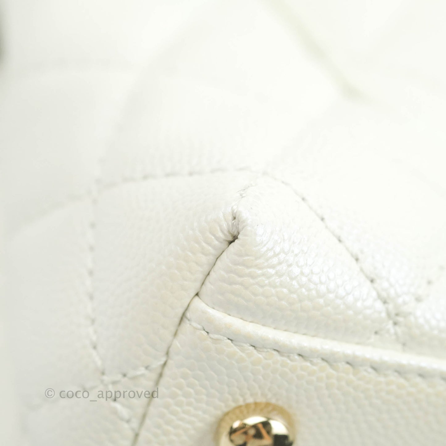 Chanel Mini Coco Handle Quilted Iridescent White Caviar Gold Hardware