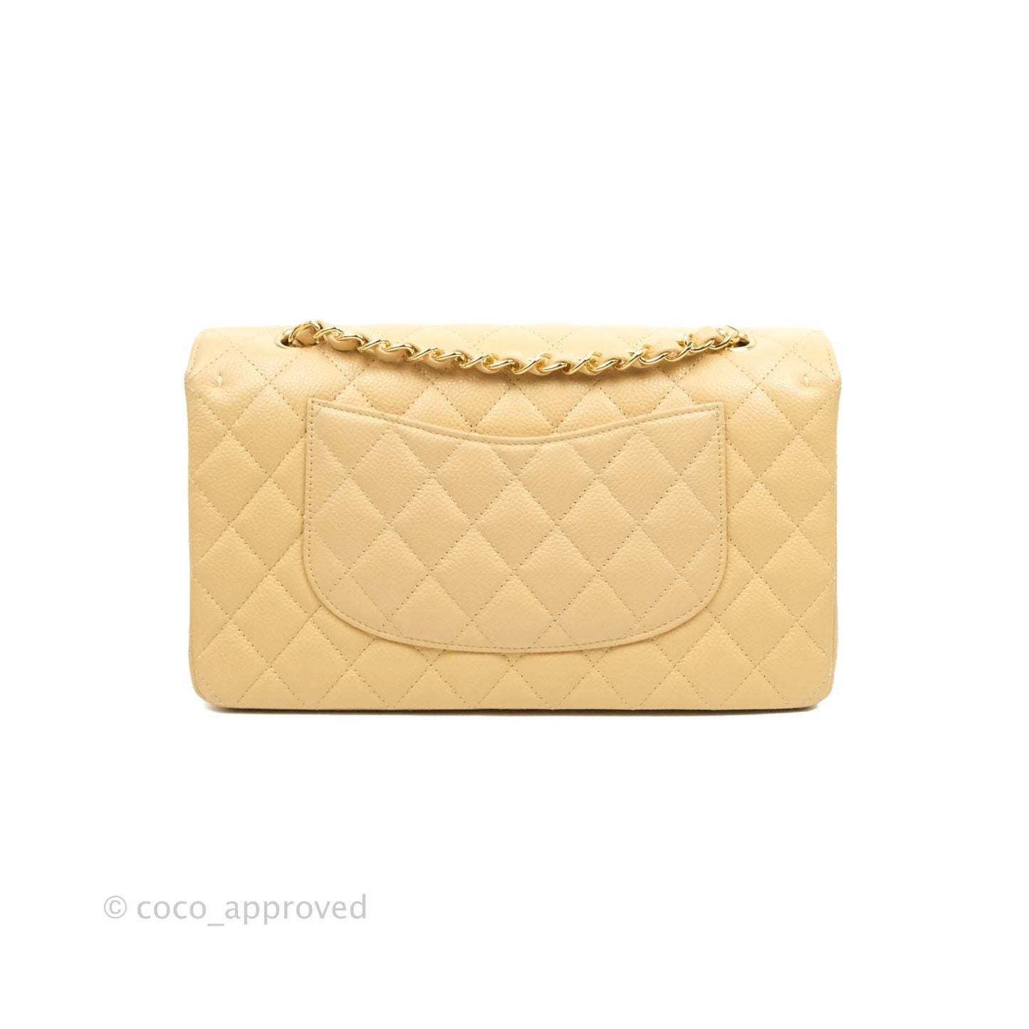 Chanel Classic M/L Medium Flap Quilted Beige Caviar Gold Hardware