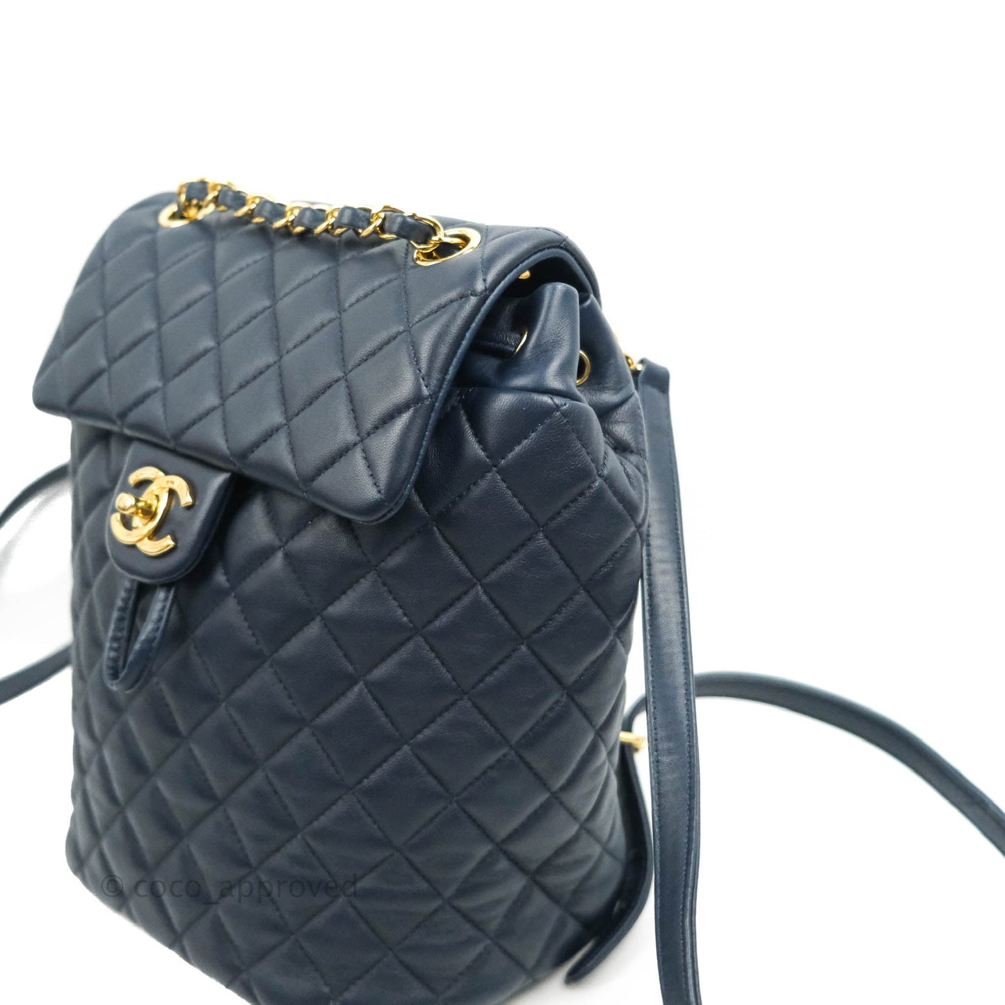 Chanel Small Quilted Urban Spirit Backpack Navy Gold Hardware