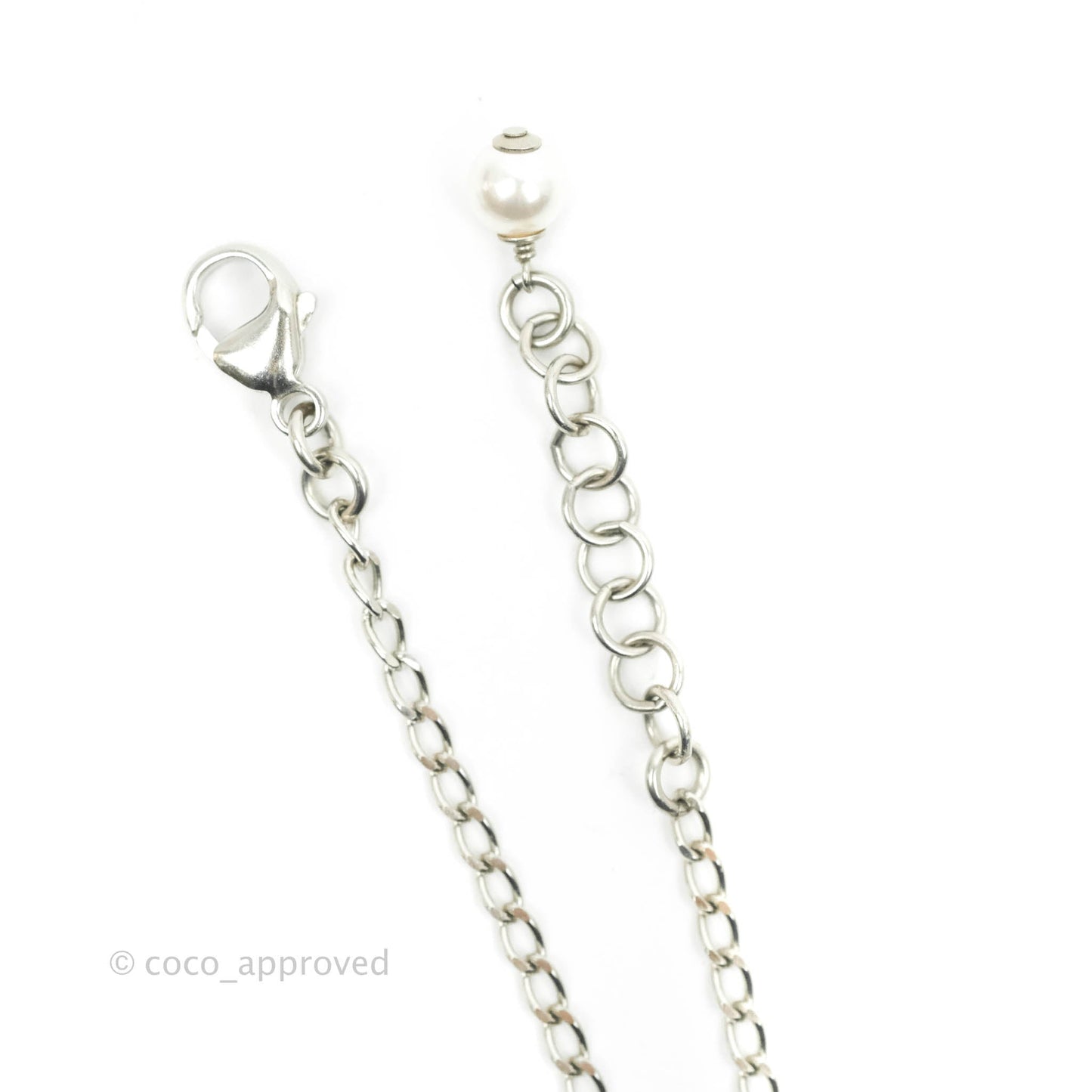 Chanel Pearl CC Crystal Bracelet Silver Tone 21A