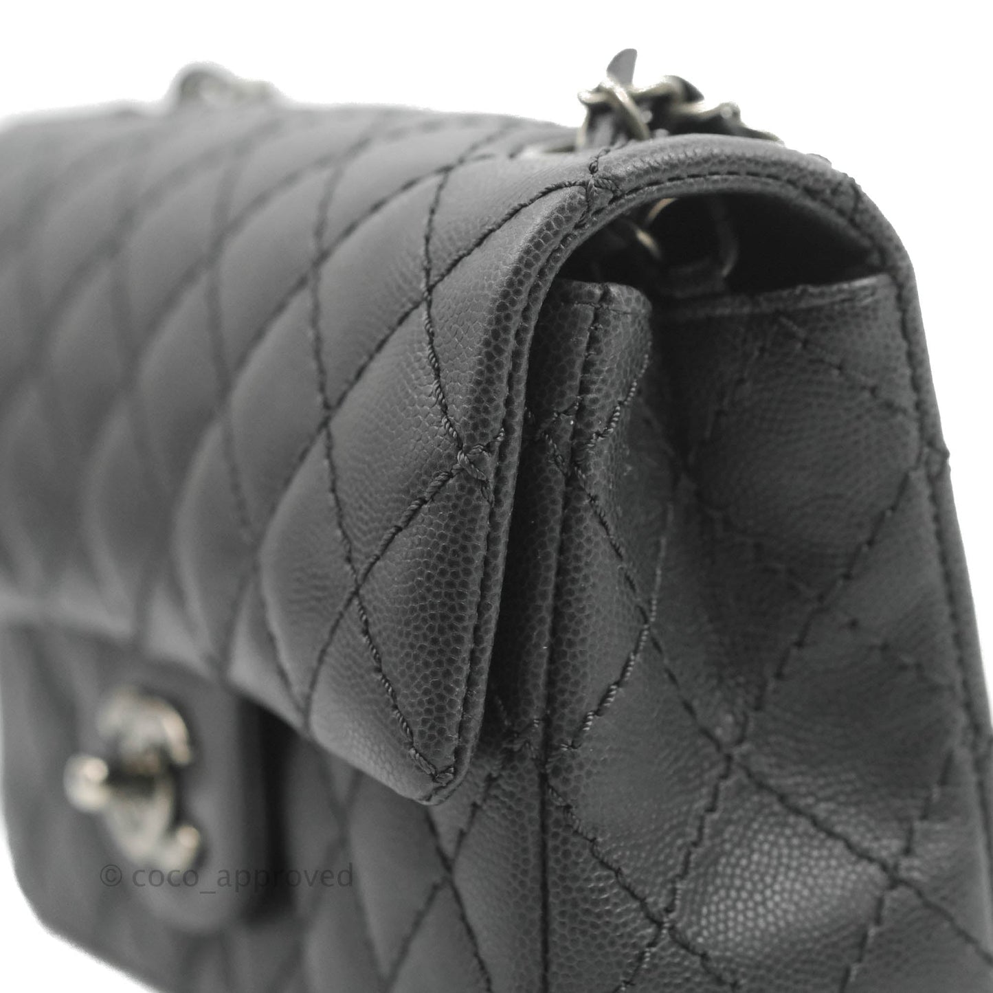 Chanel Quilted Mini Rectangular Dark Grey Caviar Ruthenium Hardware