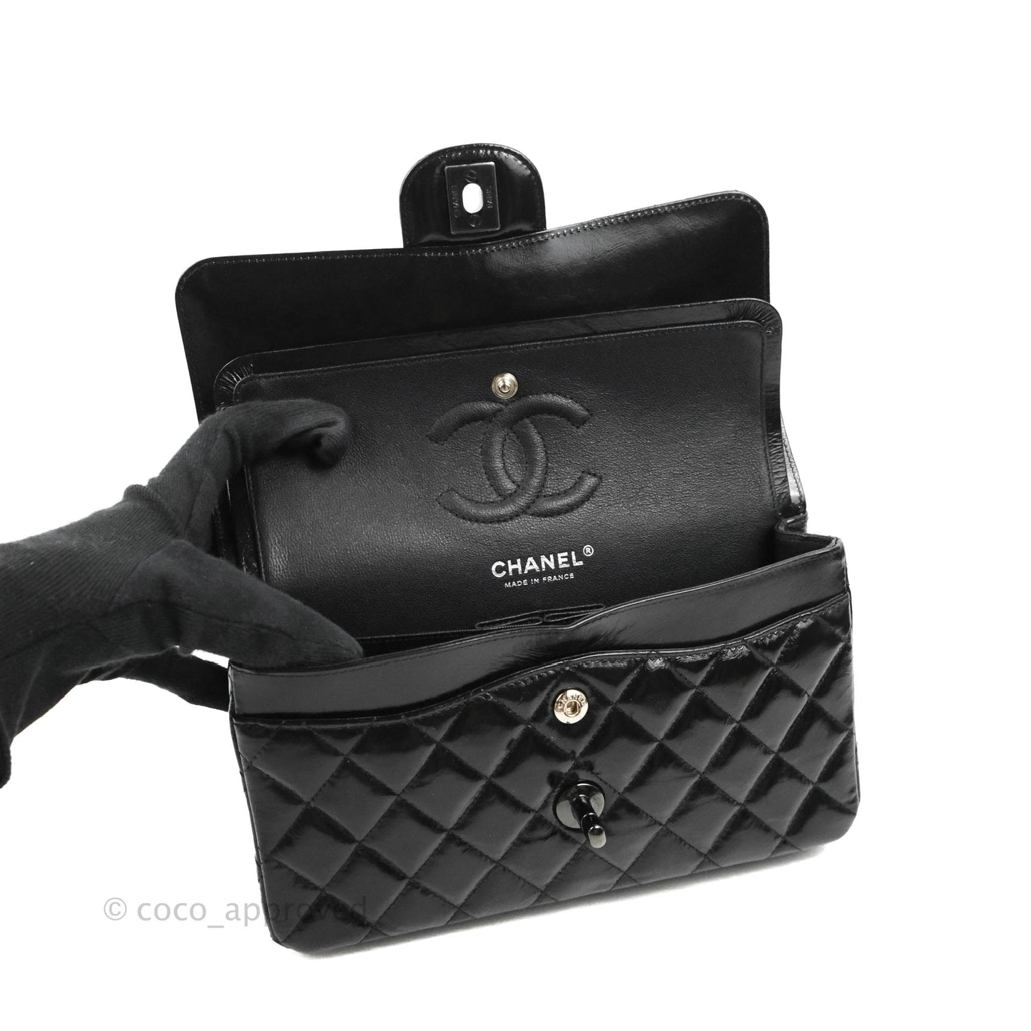 Chanel Small Classic Quilted Flap So Black Glazed Crumpled Calfskin
