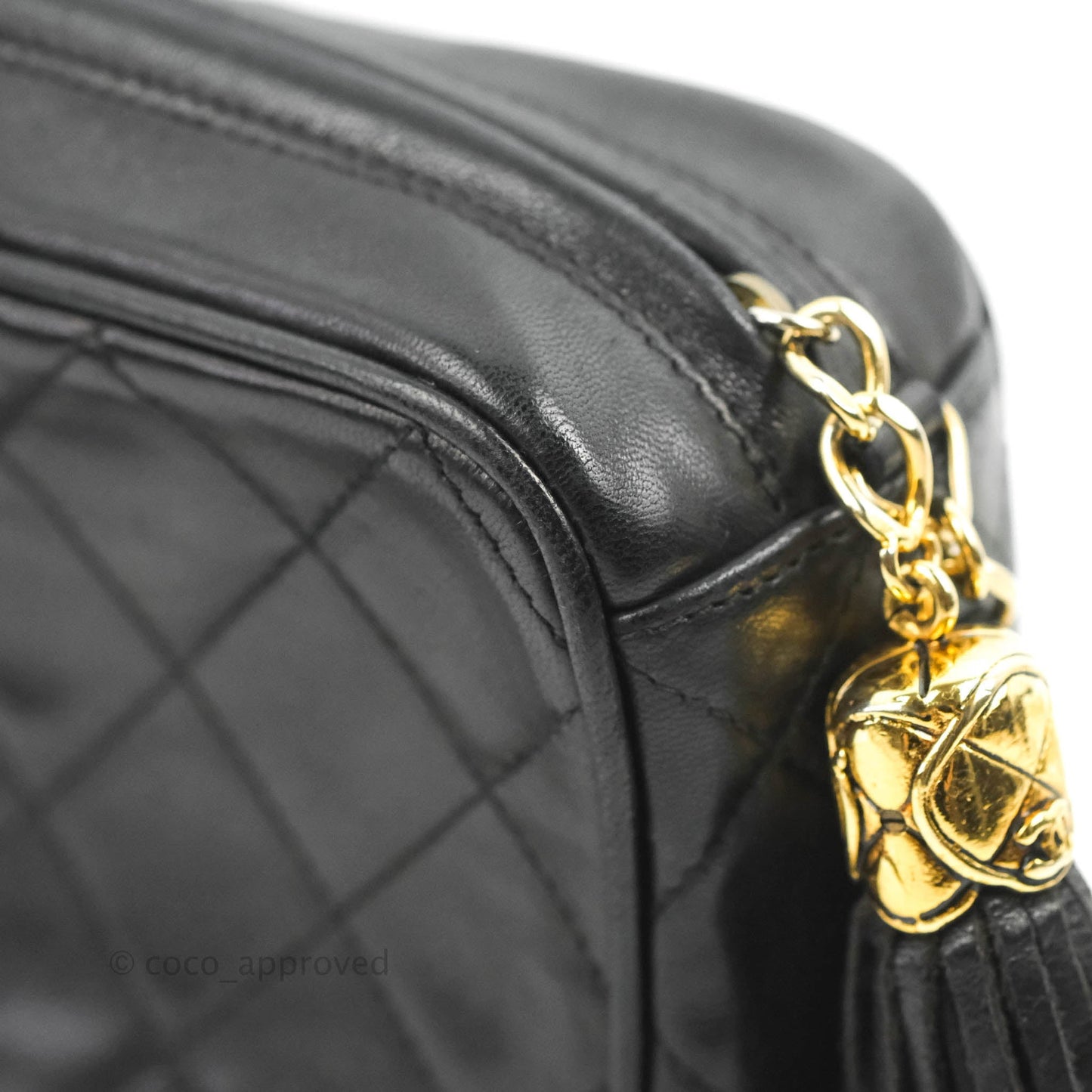 Chanel Vintage Small Camera Bag Black Lambskin Gold Hardware