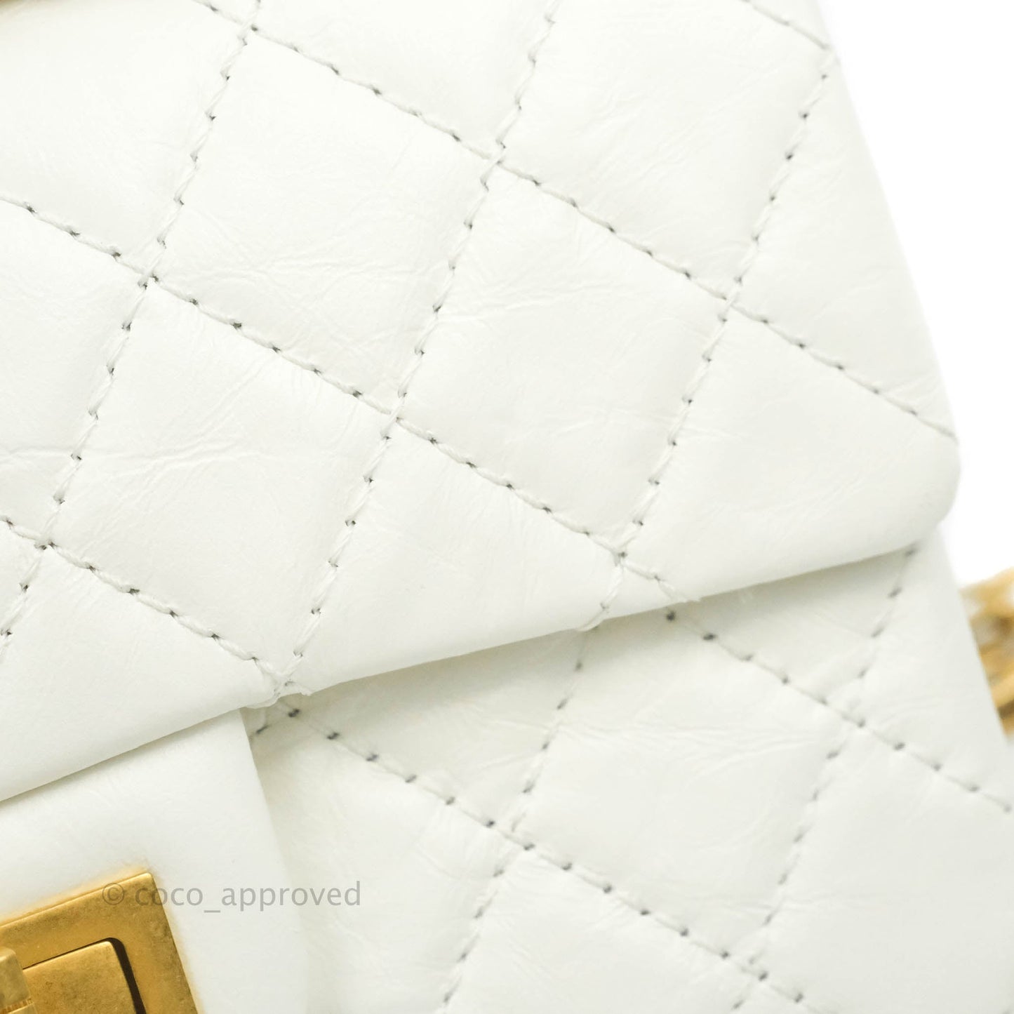 Chanel Mini Reissue 224 White Aged Calfskin Aged Gold Hardware