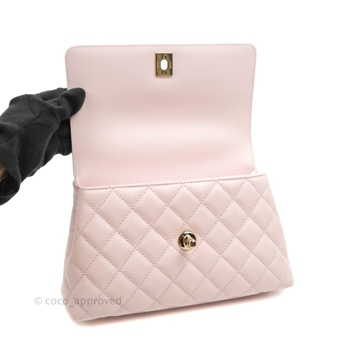 Chanel Small Coco Handle Light Pink Caviar Gold Hardware