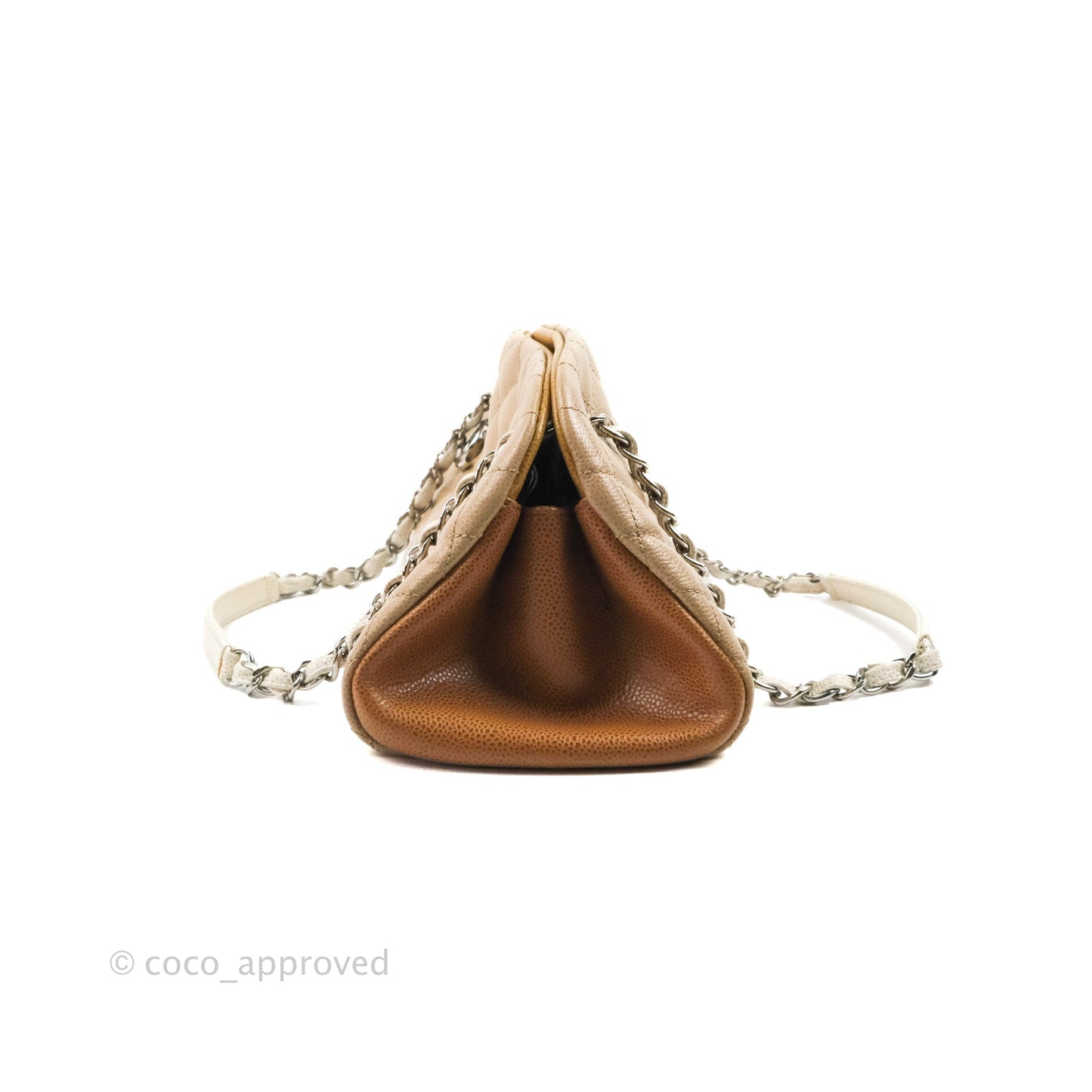 Chanel Medium Mademoiselle Bowling Beige/Brown Caviar Silver Hardware