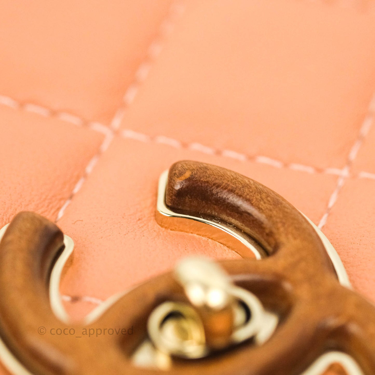 Chanel Quilted Knock On Wood Top Handle Bag Beige Pink Lambskin Gold Hardware