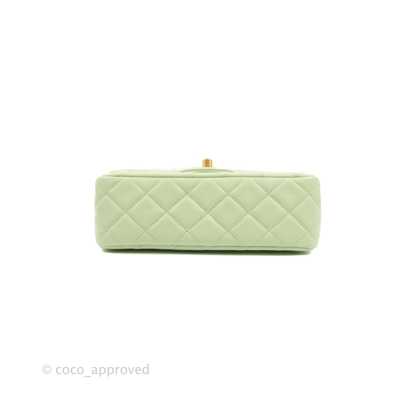 Chanel Quilted Mini Rectangular Pearl Crush Avocado Green Lambskin Aged Gold Hardware 22C