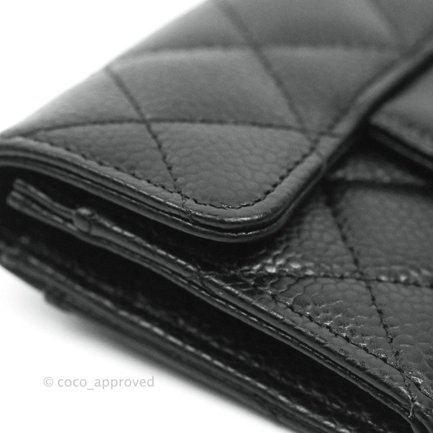 Chanel Quilted Flap Card Holder Black Caviar Gold Hardware