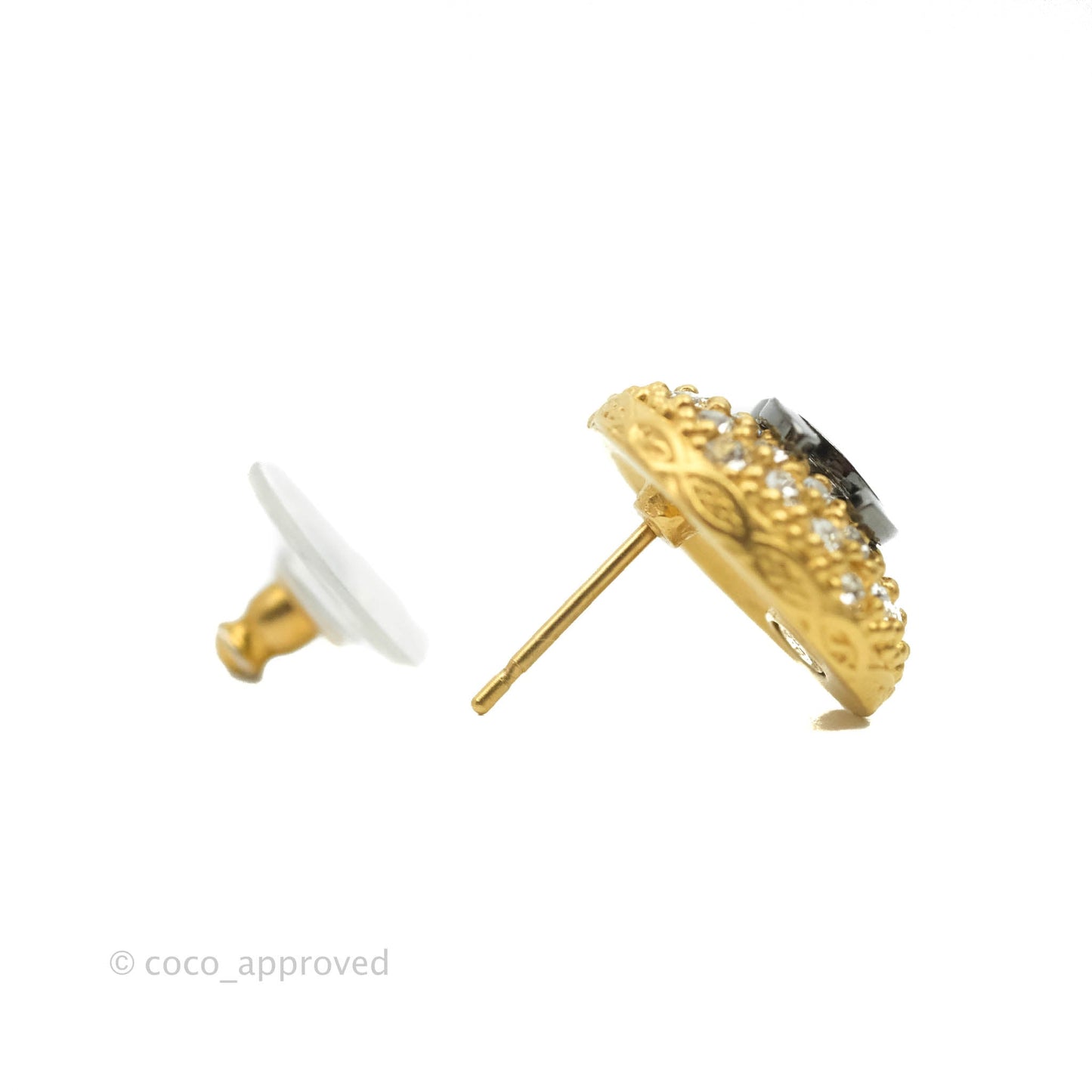 Chanel CC Button Gold Stud Earrings 20A
