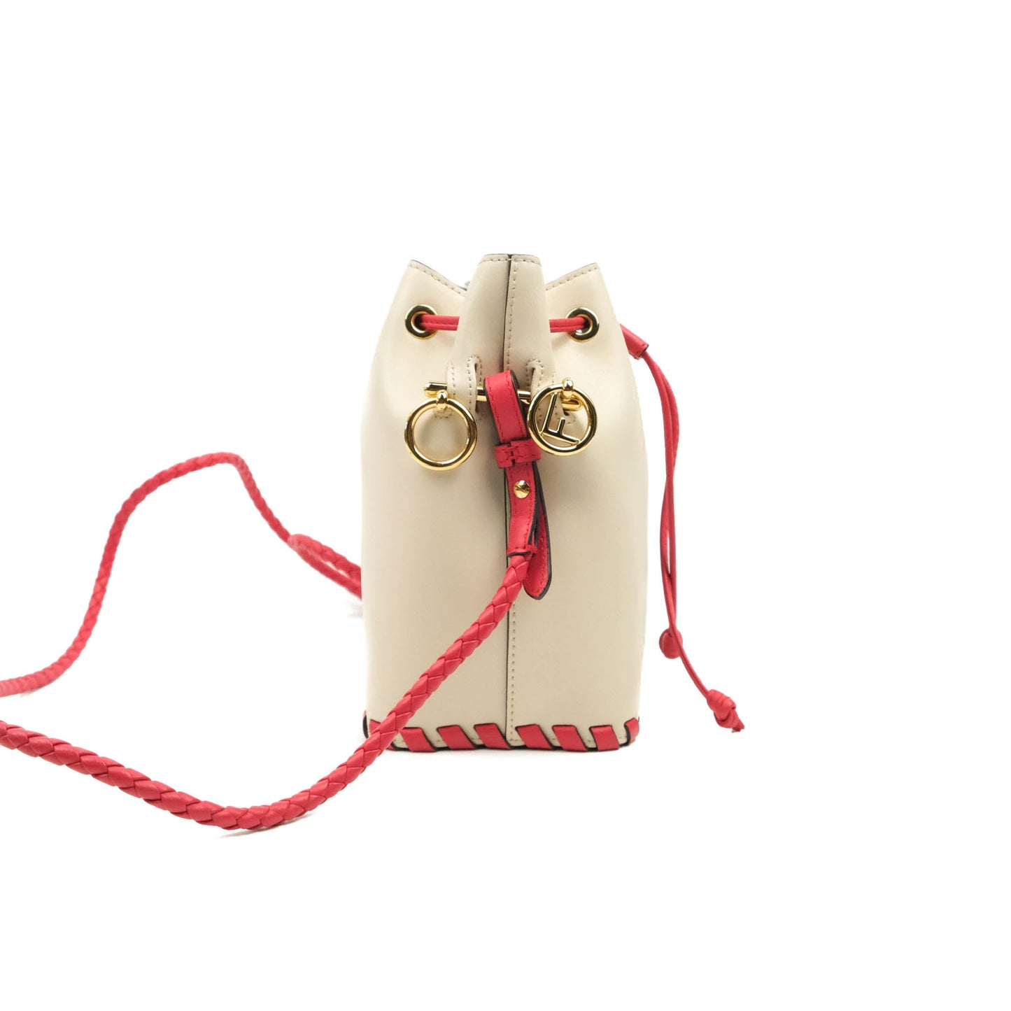 Fendi Calfskin Whipstitch F is Fendi Mini Mon Tresor Bucket Bag Camelia Fiamma