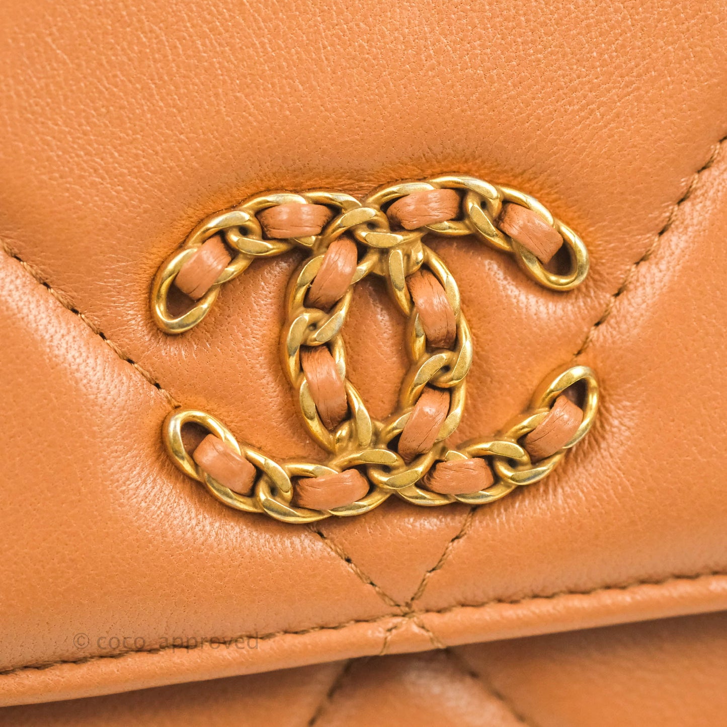 Chanel 19 Wallet on Chain WOC Dark Beige Caramel Lambskin Mixed Hardware