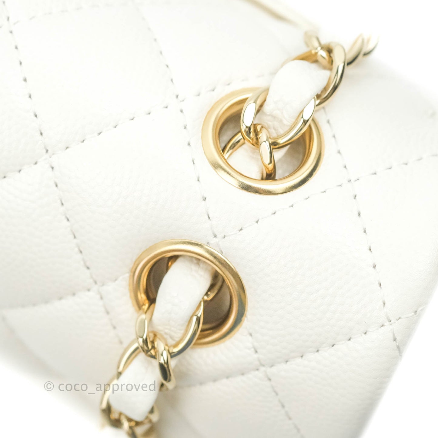 Chanel Classic Small S/M Flap White Caviar Gold Hardware