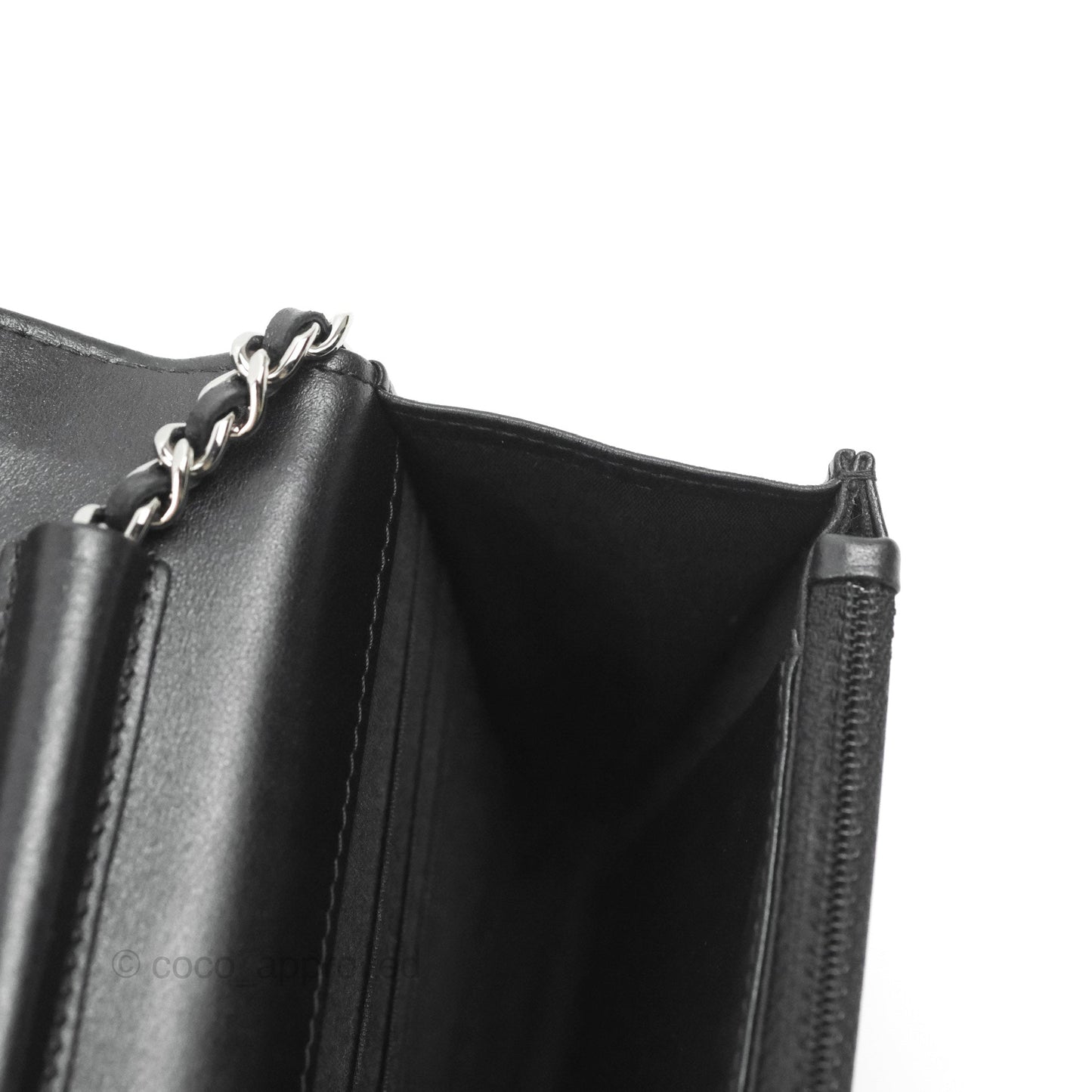 Chanel  Quilted Tassel Wallet On Chain WOC Black Aged Calfskin