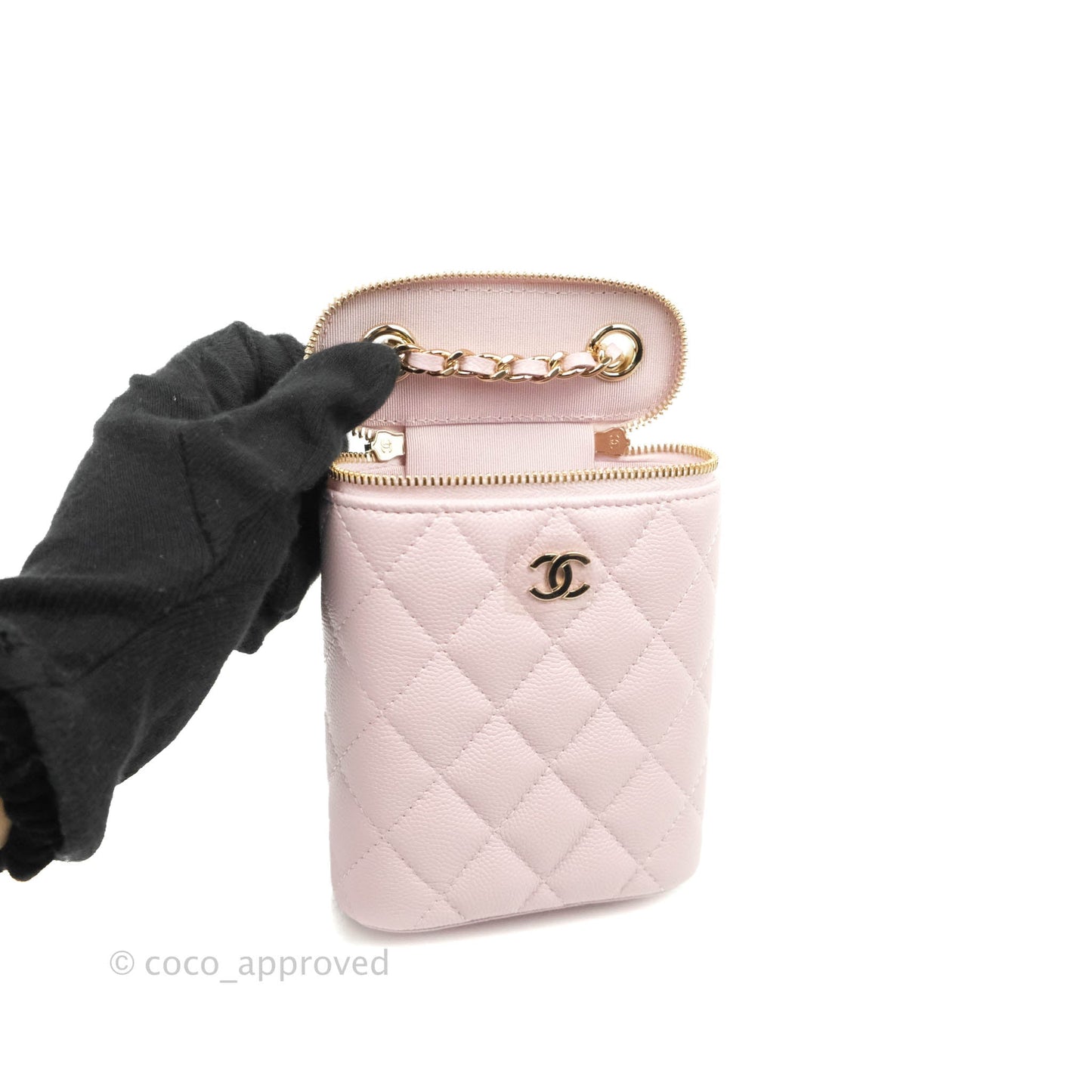 Chanel Classic Mini Vanity With Chain Pink Caviar Gold Hardware
