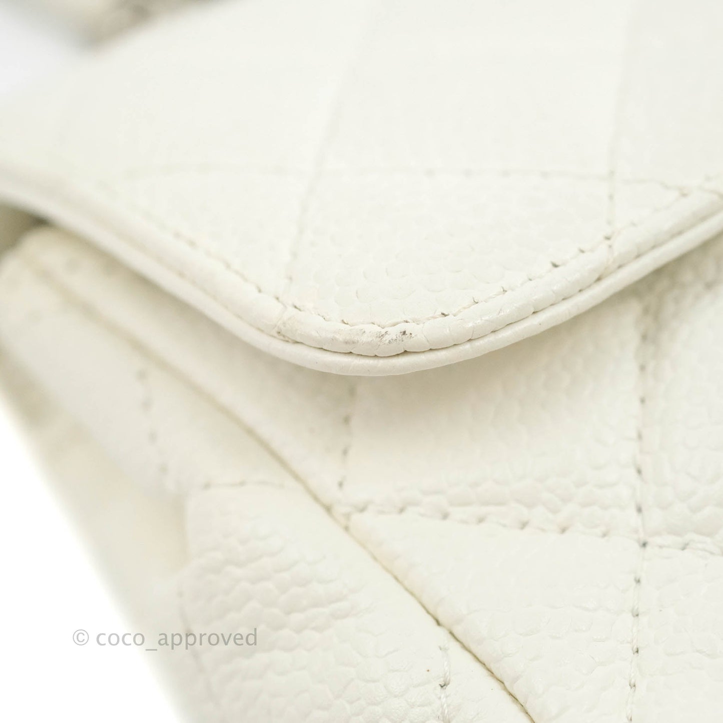 Chanel Quilted East West Flap White Soft Caviar Silver Hardware