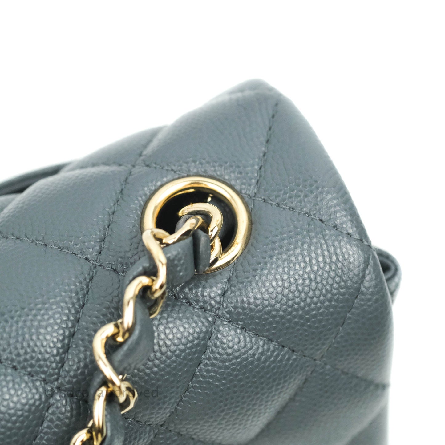 Chanel Quilted Mini Rectangular Flap Grey Caviar Gold Hardware 18B
