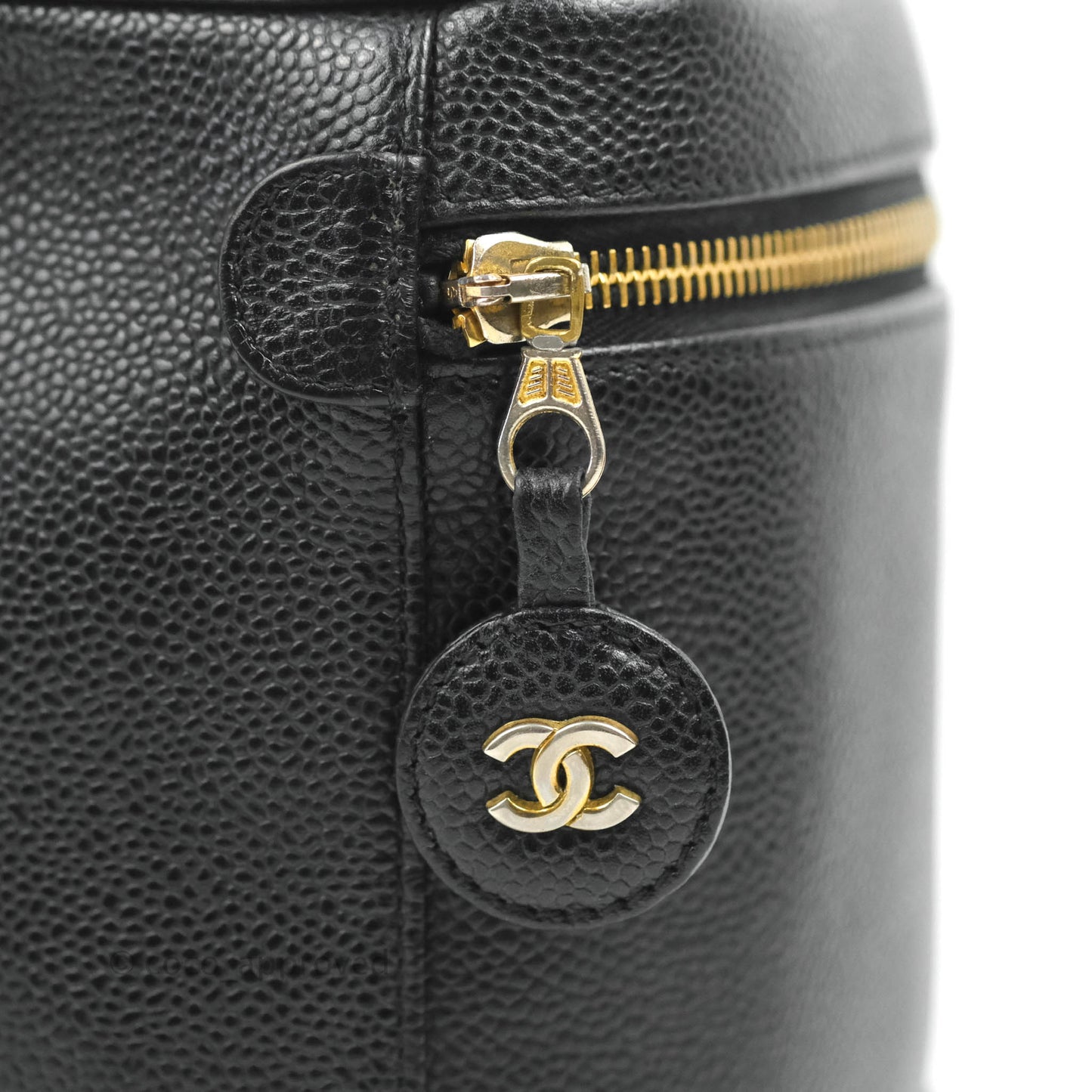 Chanel Vintage Vanity Case Black Caviar Gold Hardware